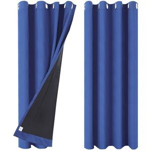 2 Panels 100% Blackout Curtains Gommet Top 52"Wx72"L Dark Blue